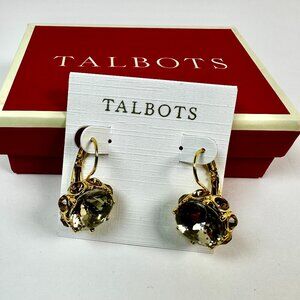 Talbots Grey Glass Statement Earrings – Leverback Closure